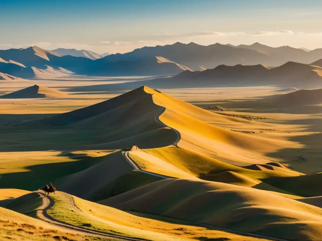 Un antiguo camino comercial serpentea por las montañas de Mongolia