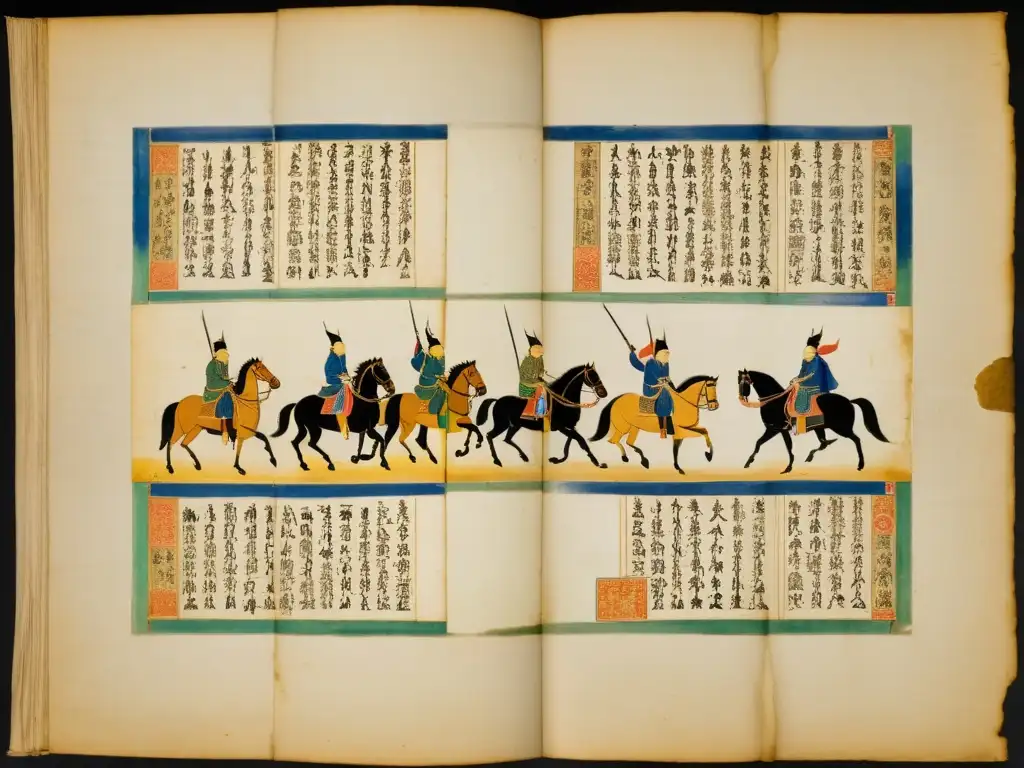 Un antiguo manuscrito mongol detalla la influencia del Imperio Mongol en idiomas modernos, con ilustraciones y caligrafía detallada