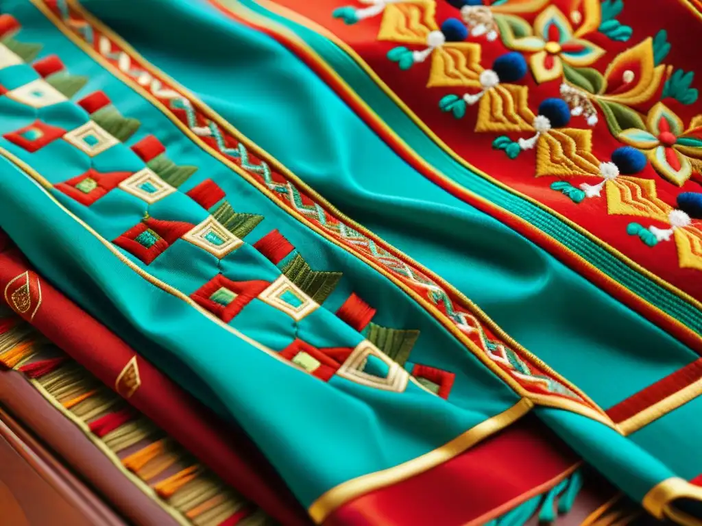 Un antiguo textil mongol, con vibrantes colores y detallados bordados, muestra las técnicas textiles antiguas de Mongolia