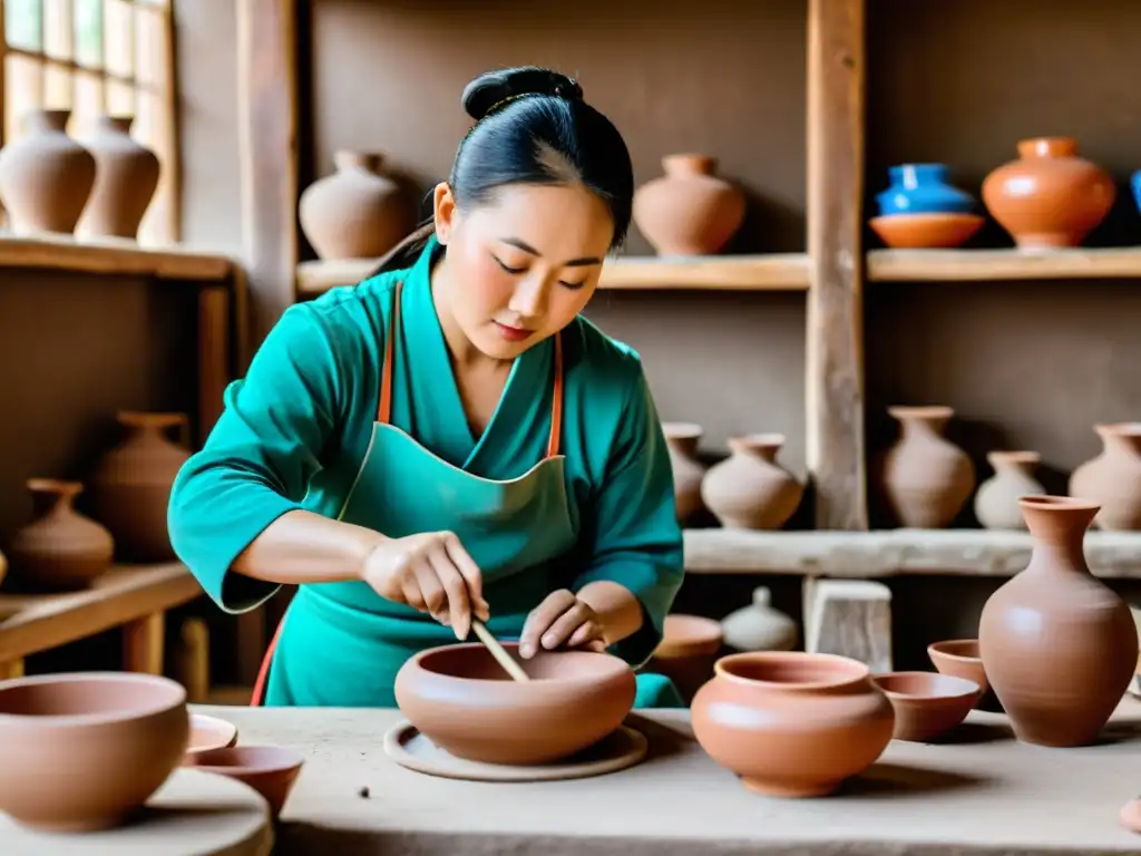 Artesanos mongoles crean cerámica con innovaciones cerámica arte mongol, fusionando tradición y creatividad en un taller vibrante y dinámico