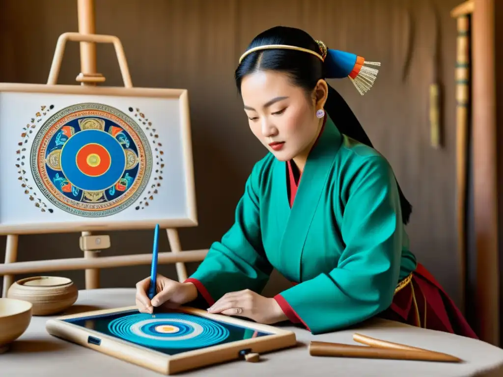 Un artista tradicional mongol utiliza tecnología moderna para revitalizar el arte, combinando herramientas tradicionales y dispositivos digitales