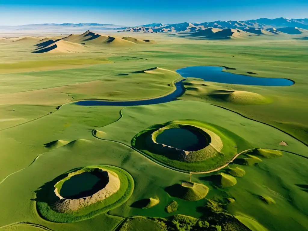 Descubre la belleza de Mongolia: un paisaje vasto con colinas y praderas, ruinas antiguas y tumbas