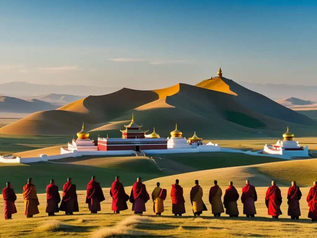 Budismo en el Imperio Mongol: Vista panorámica serena de Erdene Zuu en Kharkhorin