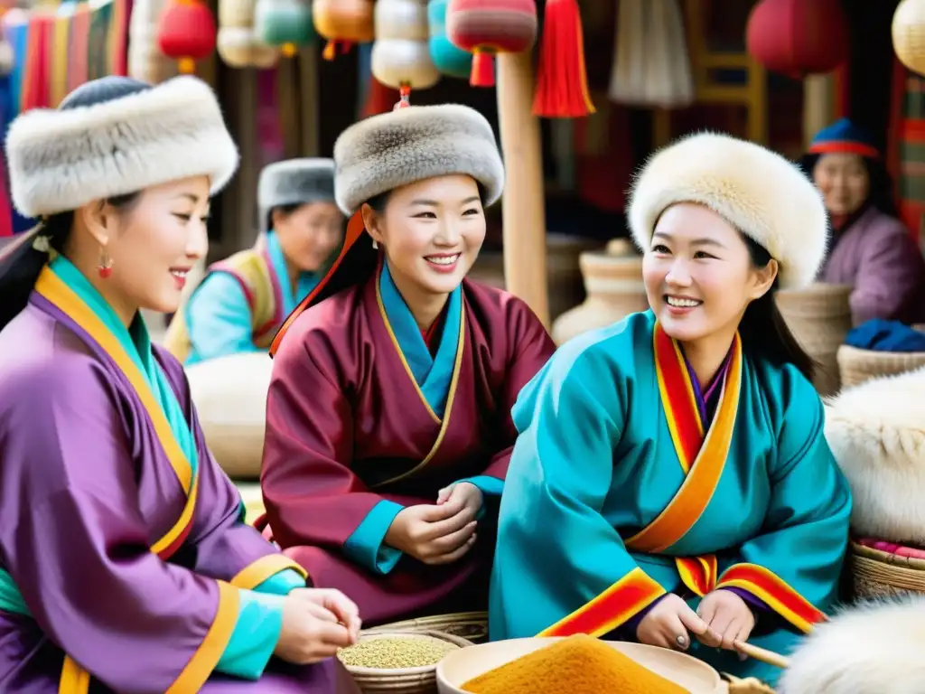 En el bullicioso mercado del antiguo Imperio Mongol, mujeres comerciantes muestran su espíritu emprendedor y su papel clave en la economía