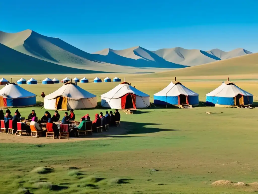 Un campamento nómada tradicional en la estepa mongol, donde la música es el centro cultural