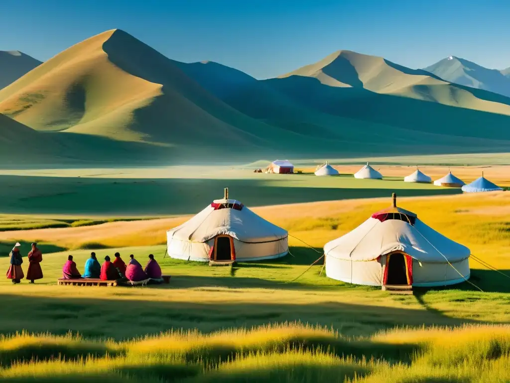 Campamento de yurtas en Mongolia, comunidad y naturaleza, religión en administración mongola