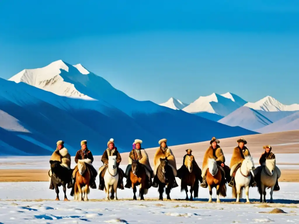 Cazadores kazajos y águilas doradas en la estepa mongola, conviviendo con cazadores kazajos y la majestuosa naturaleza de Mongolia