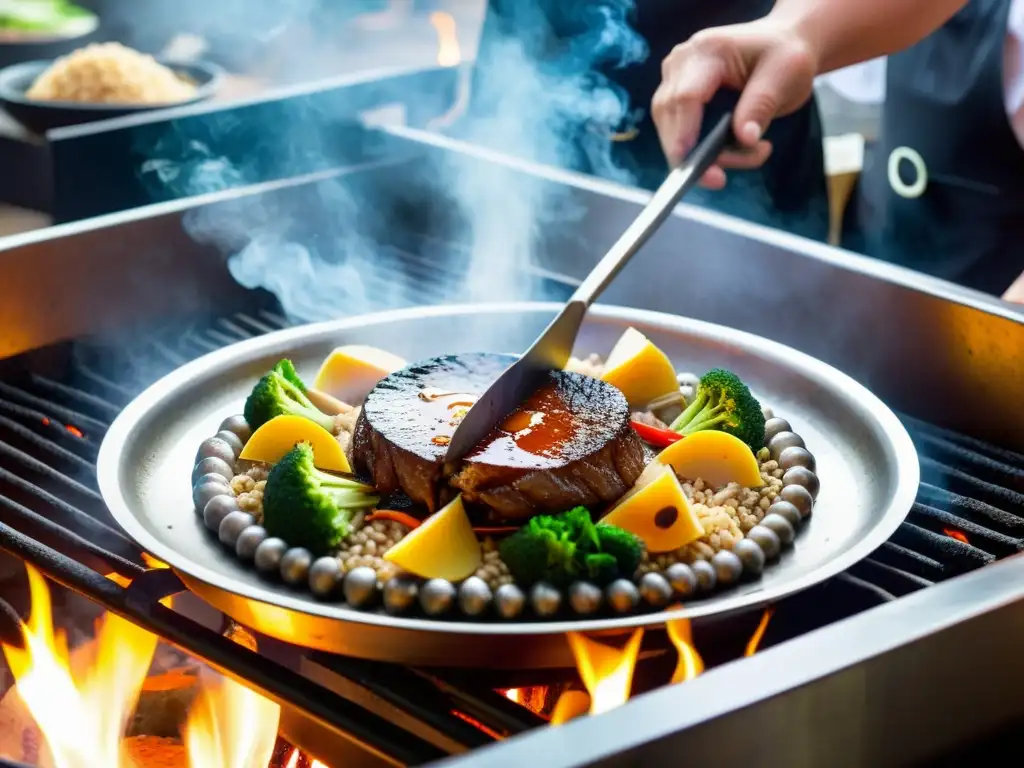 El chef cocina delicioso barbacoa mongola sobre fuego abierto con consejos de viaje al Lago Khövsgöl