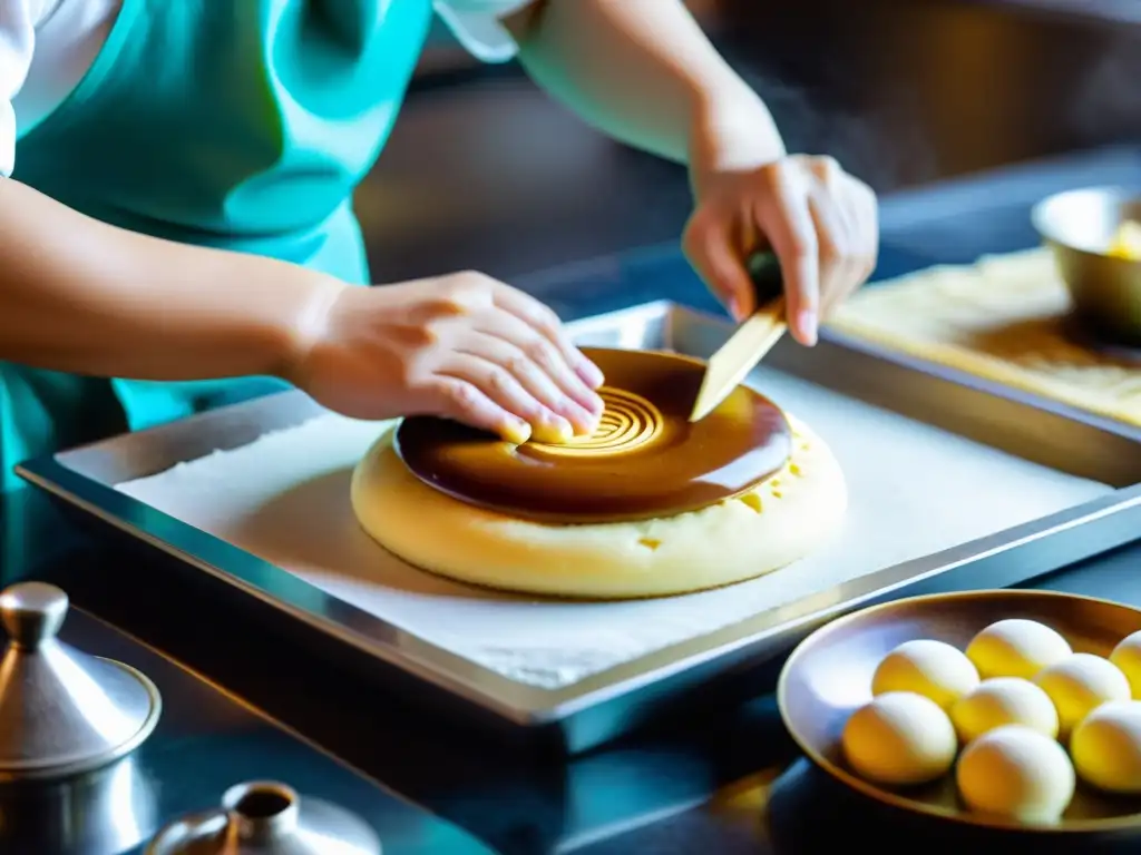 Un chef mongol prepara con delicadeza dulces tradicionales dieta mongola, en una atmósfera de autenticidad cultural