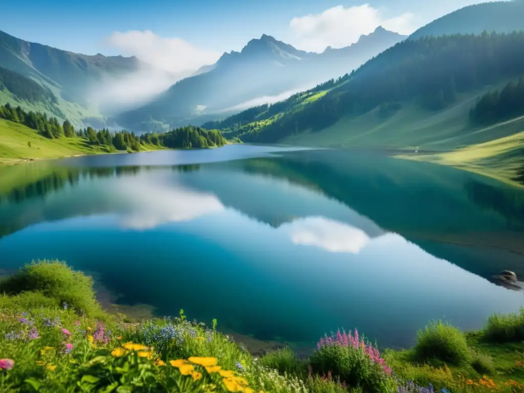 Consejos viaje Lago Khövsgöl: Lago Khövsgöl con aguas cristalinas, montañas neblinosas y exuberante vegetación