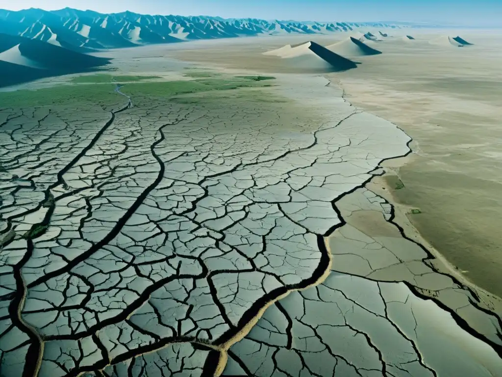 Desolado paisaje del Imperio Mongol muestra impacto ambiental y comercio, evidenciando la degradación del entorno natural