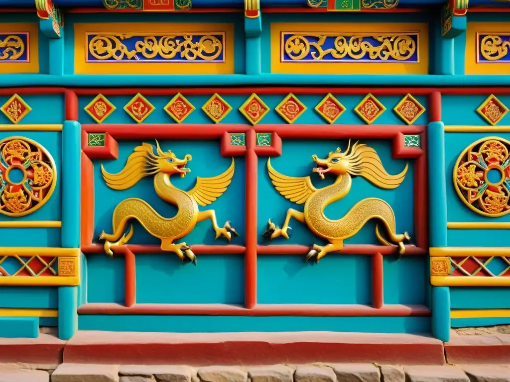 Detalle arquitectónico del Monasterio Erdene Zuu en Mongolia, reflejando la influencia del Imperio Mongol en el diseño y la herencia cultural