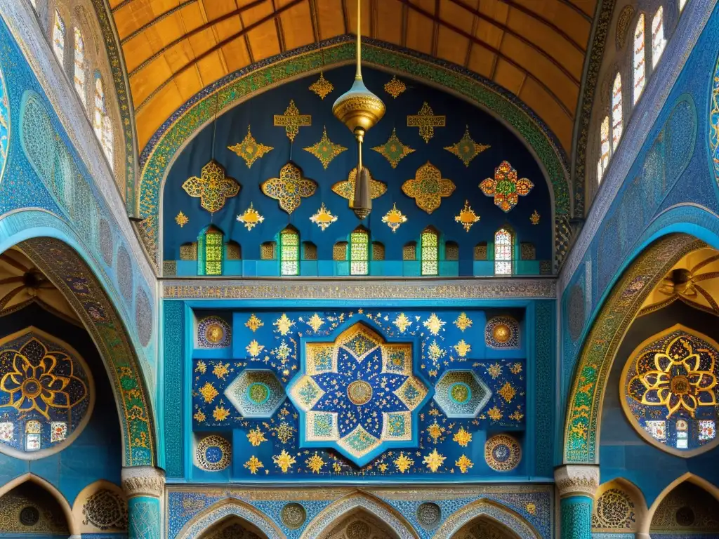 Detalle del asombroso mosaico de la Mezquita Azul en Estambul, Imperio Mongol sincretismo religioso Asia