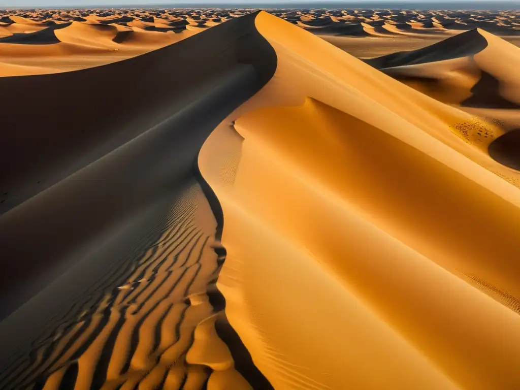 Dunas de arena detalladas del Desierto del Gobi: un paisaje cautivador Detalle impresionante de una duna del desierto del Gobi, con patrones únicos en la arena