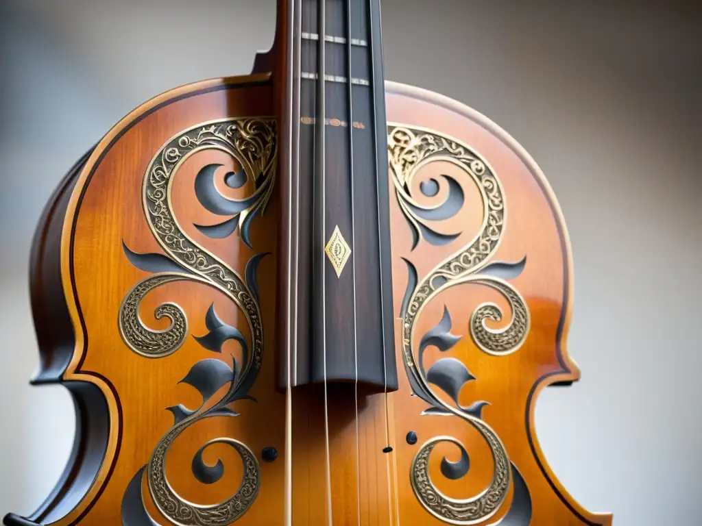 Detalle impresionante de una morin khuur mongola, resaltando la artesanía y significado cultural