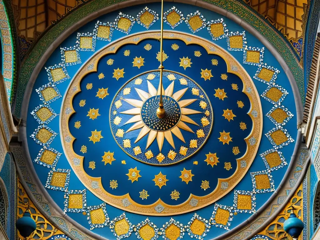 Detalle impresionante de los mosaicos de la Mezquita Azul en Estambul, fusionando influencias arquitectura mongola Medio Oriente