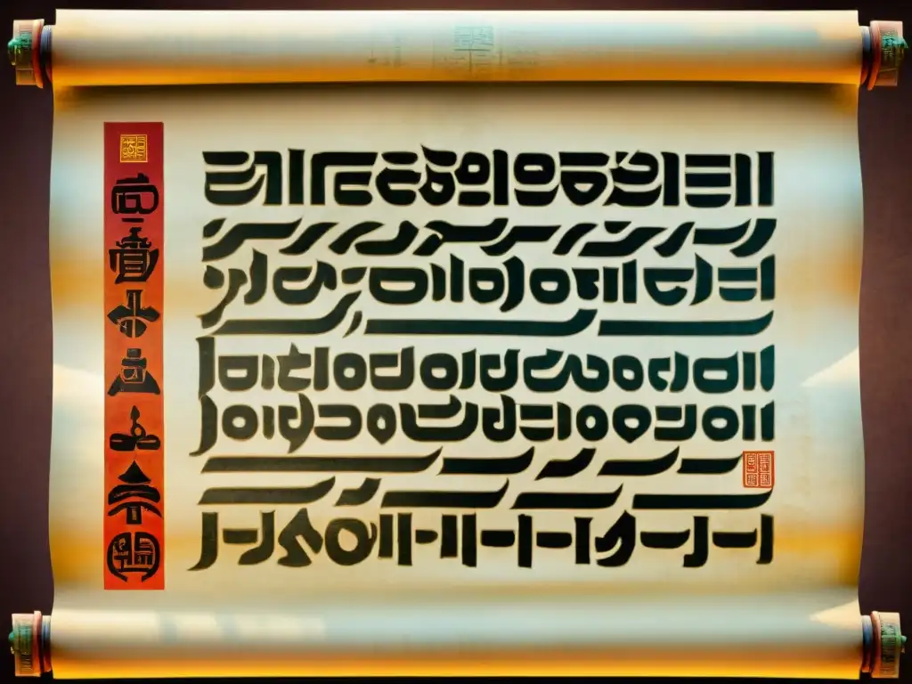 Detalles del antiguo manuscrito mongol ilustrado en el legado del Código Yassa Mongol