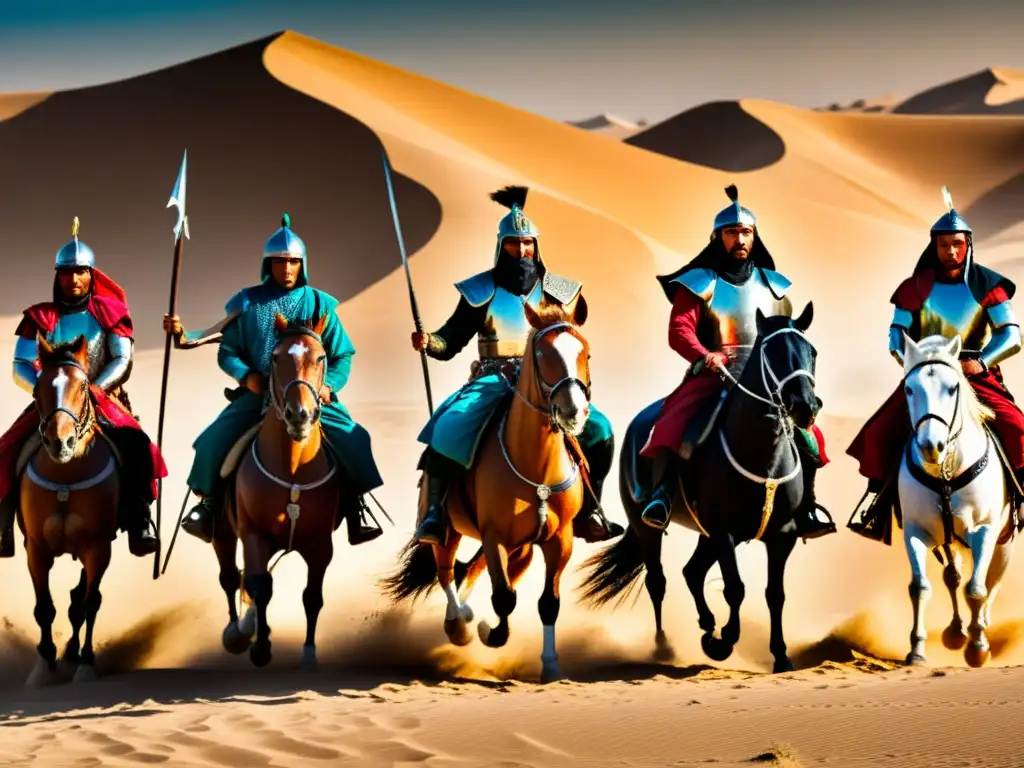 Un épico enfrentamiento en el desierto: guerreros de Medio Oriente desafían el avance mongol