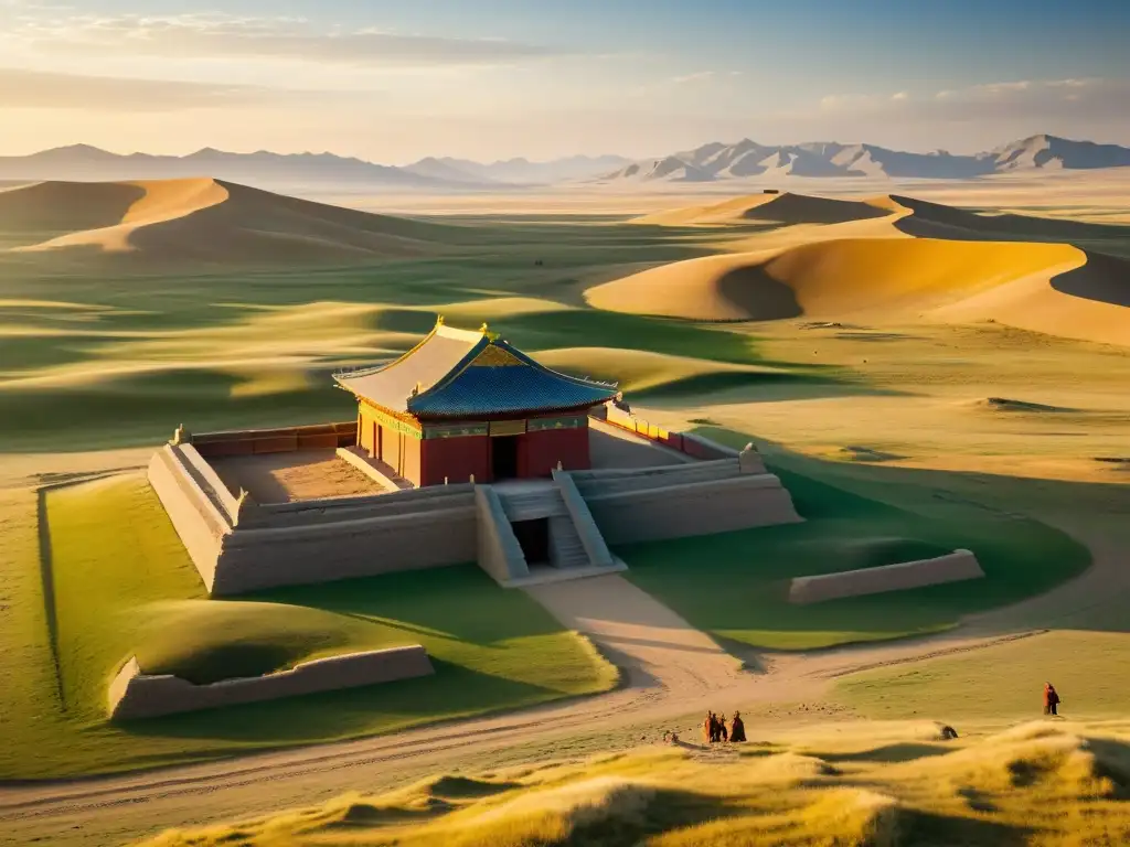 Equipo de arqueólogos desentierra un antiguo templo mongol con objetos rituales, revelando la espiritualidad de la región al amanecer en las estepas