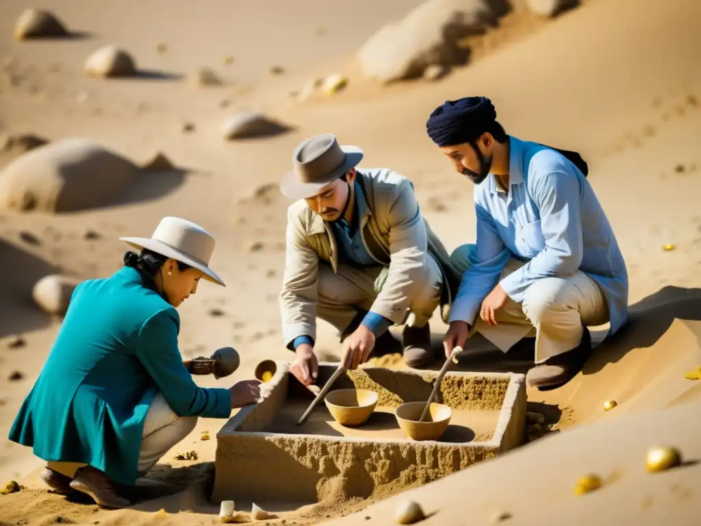 Excavación detallada revela la Ruta de la Seda Un equipo de arqueólogos excava con cuidado la Ruta de la Seda del Imperio Mongol, revelando artefactos y rutas comerciales