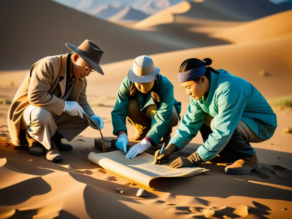 Un equipo de arqueólogos excava manuscritos mongolas en un remoto desierto