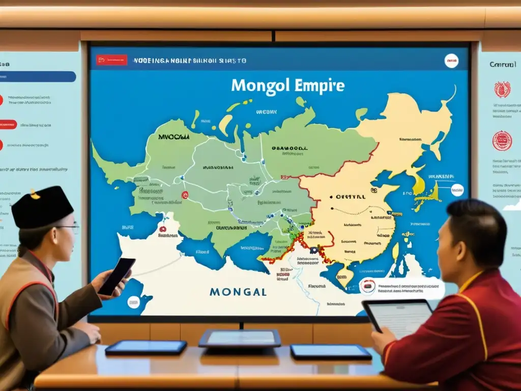 Estudiantes usan aplicaciones para estudiar historia mongol en mapa interactivo del Imperio Mongol