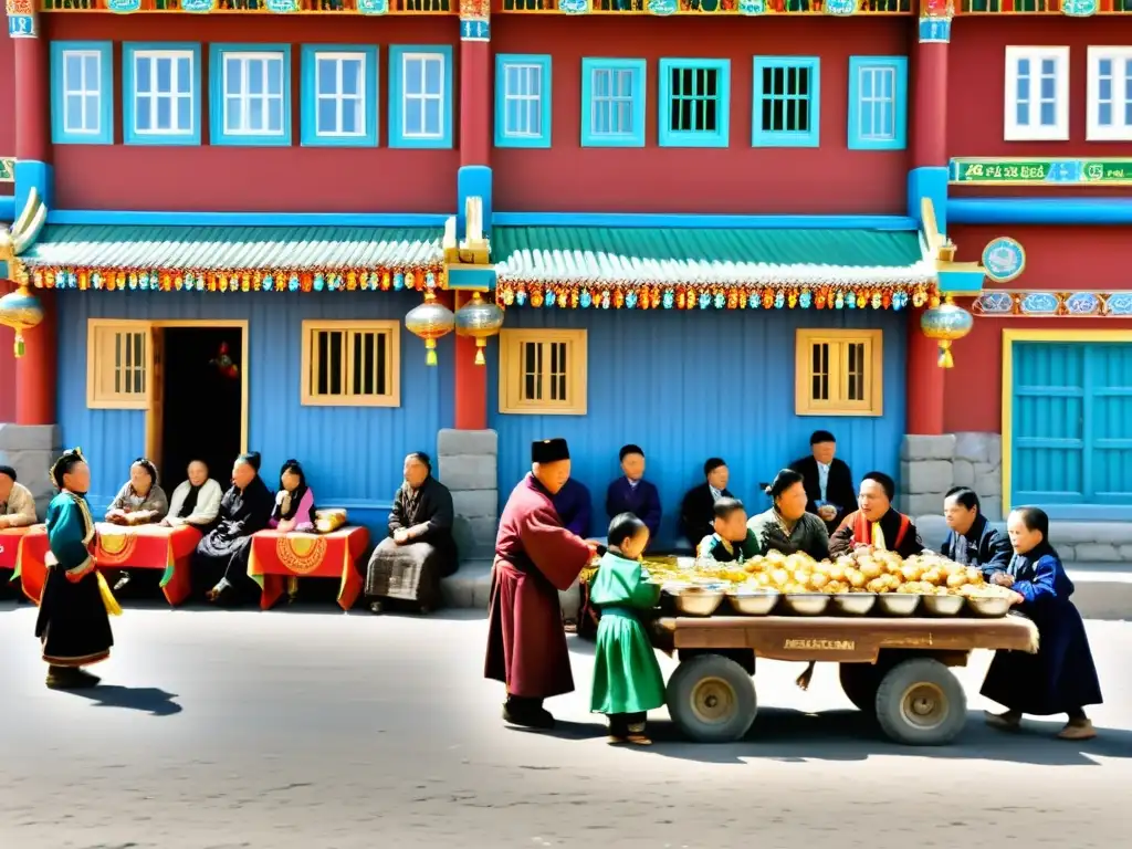 Festividad de Tsagaan Sar en Mongolia: bulliciosa calle urbana llena de tradición y color