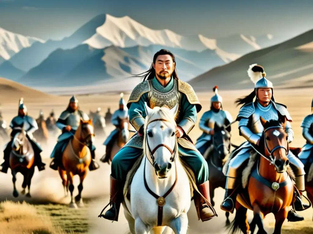 Genghis Khan lidera a su ejército mongol a través de las estepas de Asia Central en una impresionante imagen detallada