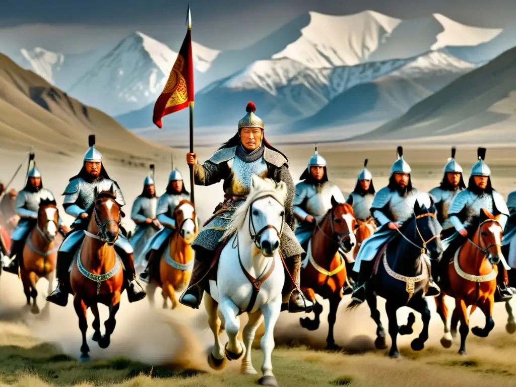 Genghis Khan lidera el feroz ejército mongol a través de las estepas