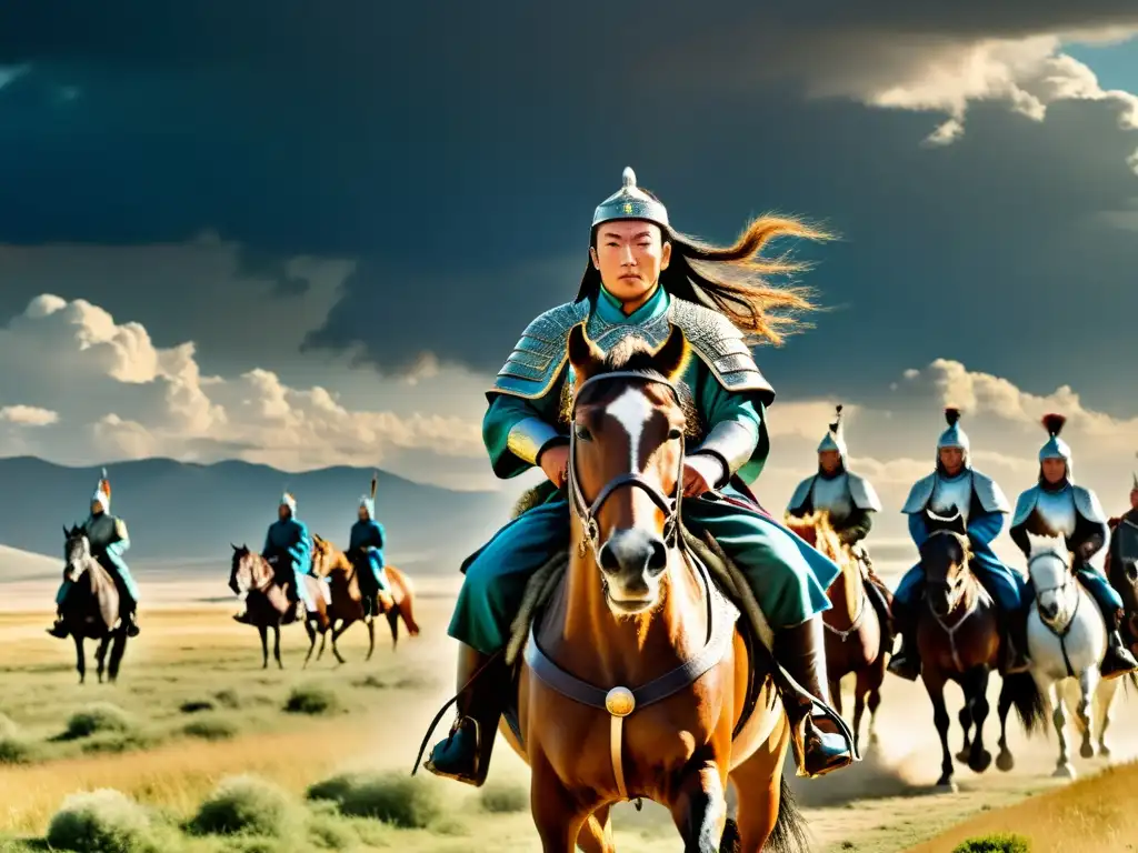 Genghis Khan lidera su invencible ejército a través de la estepa mongol