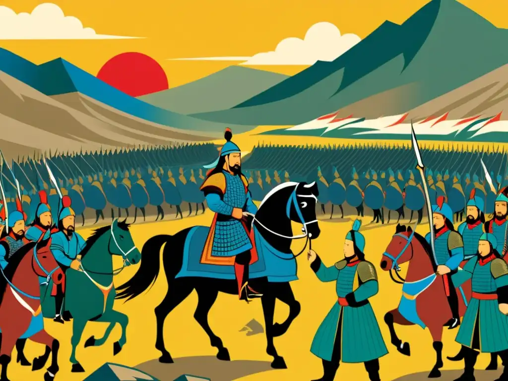 Genghis Khan dirige a sus tropas antes de la batalla, destacando la influencia del cristianismo en las estrategias militares mongolas