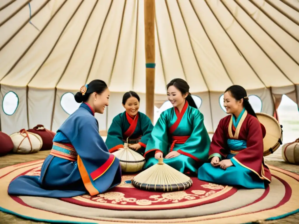 Un grupo de mujeres mongoles viste atuendos tradicionales, enseñan y preservan su cultura