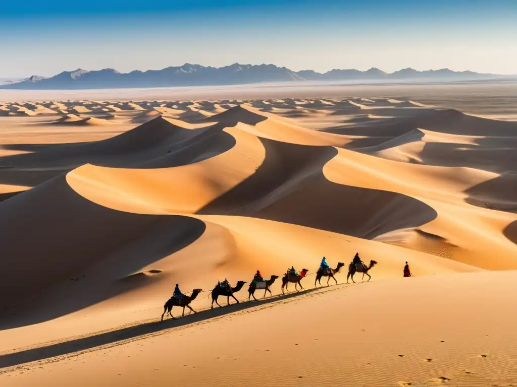 Historia y belleza del Imperio Mongol en el Desierto Gobi, con hermosas dunas de arena y pastores nómadas