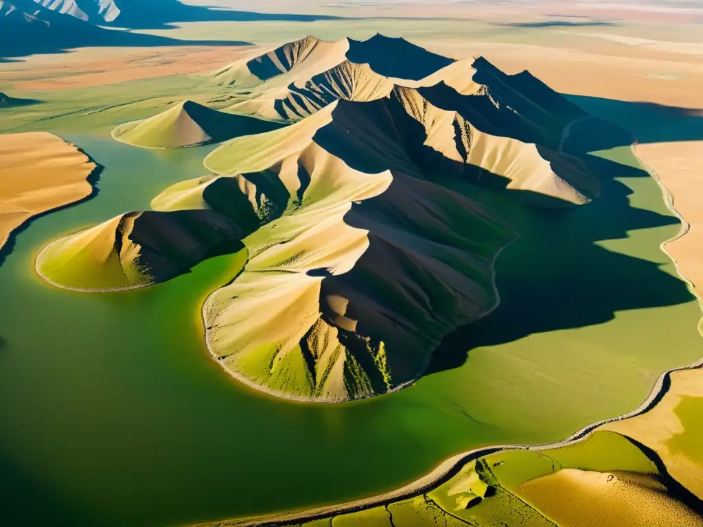 Imagen aérea de alta resolución del paisaje mongol revelando estructuras ocultas mediante tecnología LiDAR