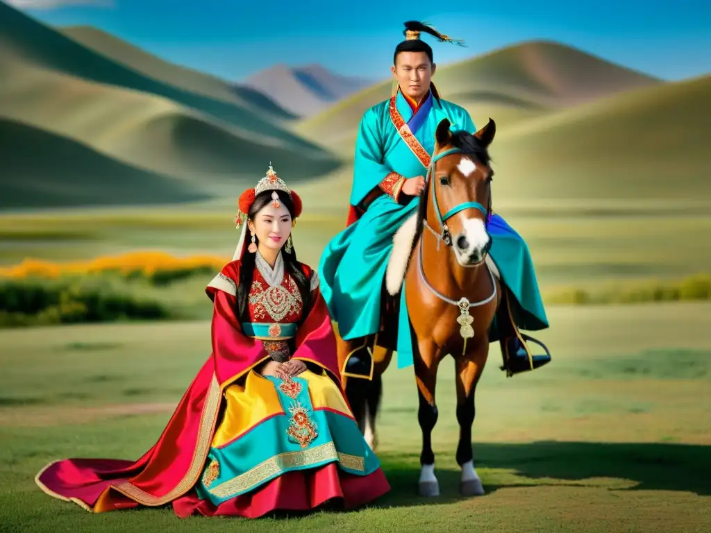 Imagen de una boda tradicional mongola en Medio Oriente, con alianzas matrimoniales mongolas y paisajes impresionantes