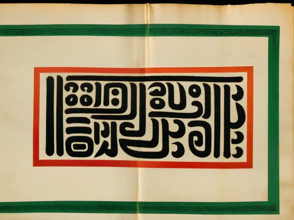Una imagen detallada de un manuscrito antiguo con escritura mongola bien conservada, herramientas académicas y escenas de intercambio cultural