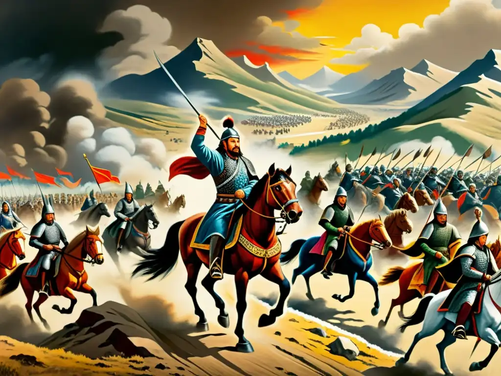 Imagen impactante de Genghis Khan liderando su ejército en innovaciones tácticas de guerra del Imperio Mongol