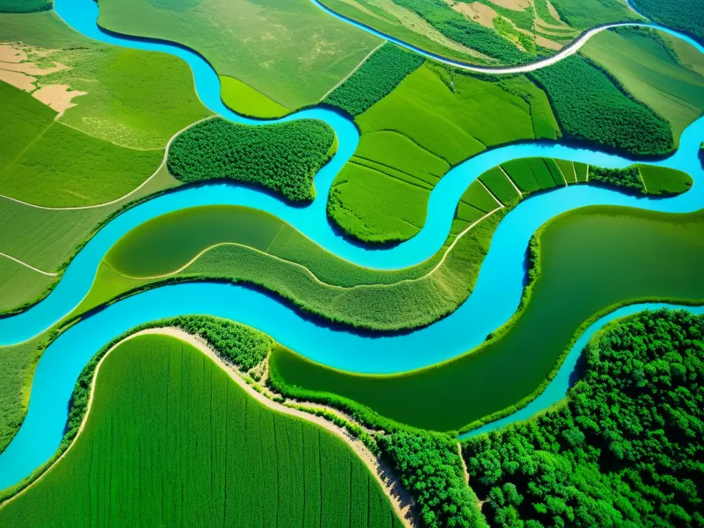 Imagen impactante del río serpenteante y su entorno verde, evidenciando las conquistas mongolas y su impacto en los cursos de agua