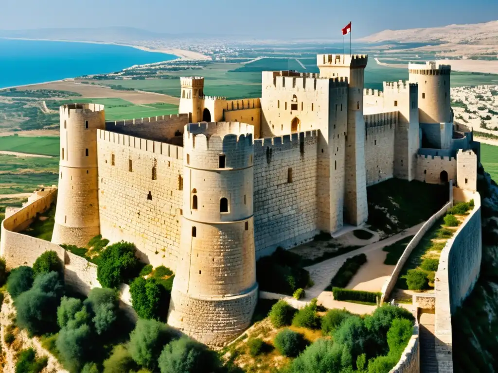 Imponente castillo de los cruzados en Siria, destacando fortificaciones europeas frente amenaza mongola