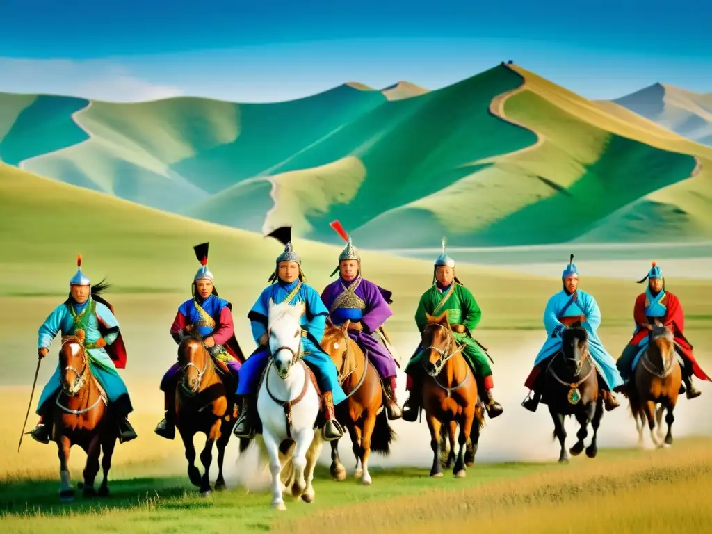 Imponente Imperio Mongol: guerreros a caballo en la estepa, legado cultural e histórico