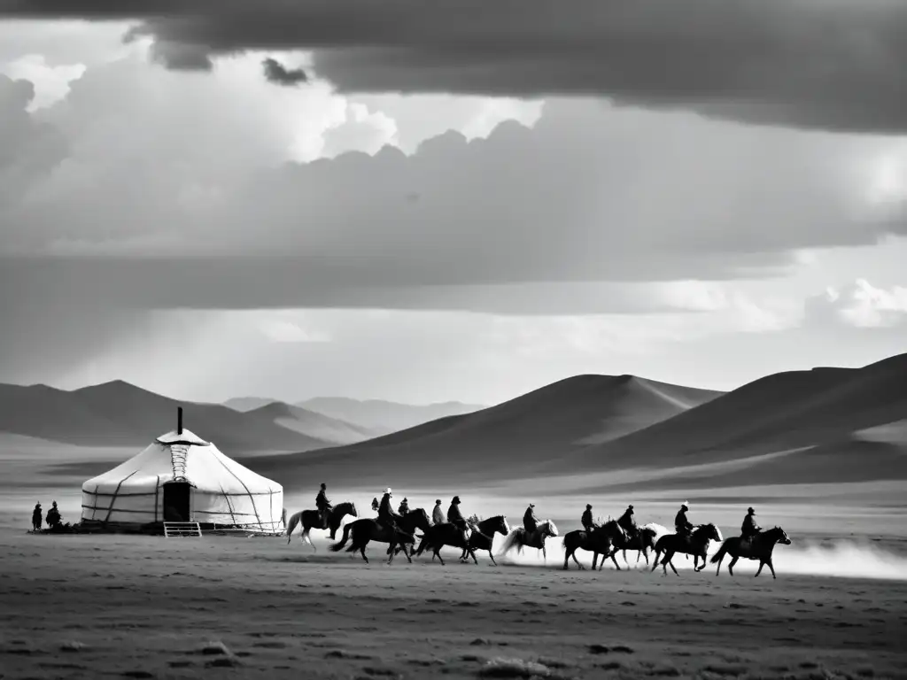 Imponente paisaje de estepa mongol bajo cielo nublado