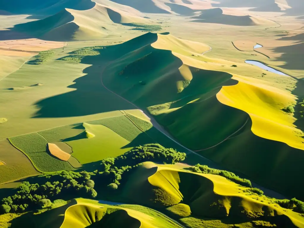 Una impresionante vista aérea de paisaje mongol con ruinas antiguas y Estructuras mongolas ocultas LiDAR