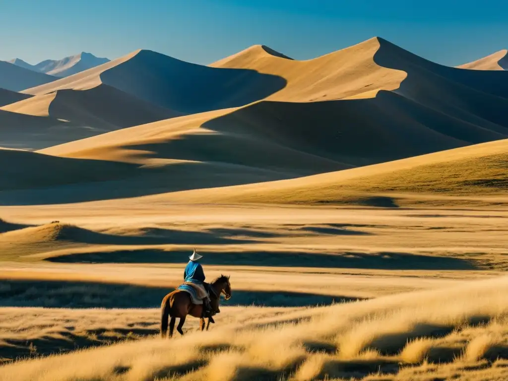 Un jinete solitario contempla la inmensidad de las estepas de Mongolia