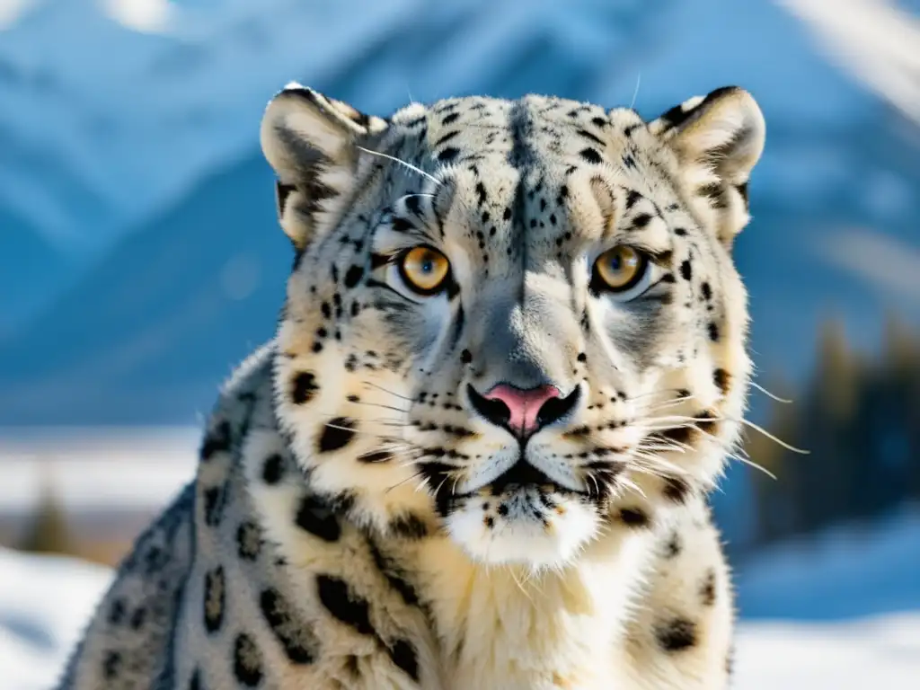 Leopardo de las nieves del Altái, majestuoso y salvaje, fusionado con la nieve de las montañas Altai historia cultura conquistas