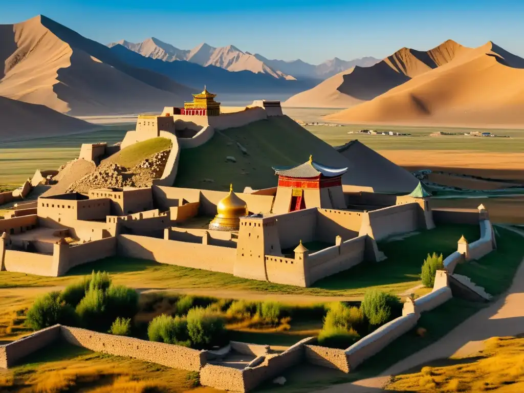 La majestuosa reconstrucción de la capital del Imperio Mongol, Karakorum, evoca su legado eterno entre las ruinas y la luz dorada del atardecer