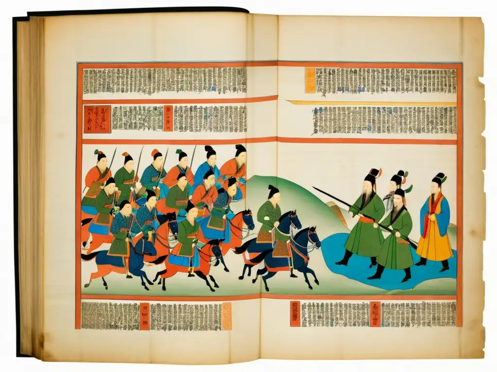 Manuscrito antiguo detallado, resaltando roles de mujeres en el Imperio Mongol