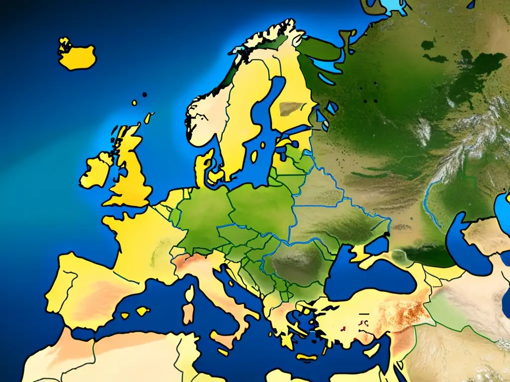 Mapa detallado de Europa tras las conquistas mongolas, mostrando cambios geopolíticos y territoriales