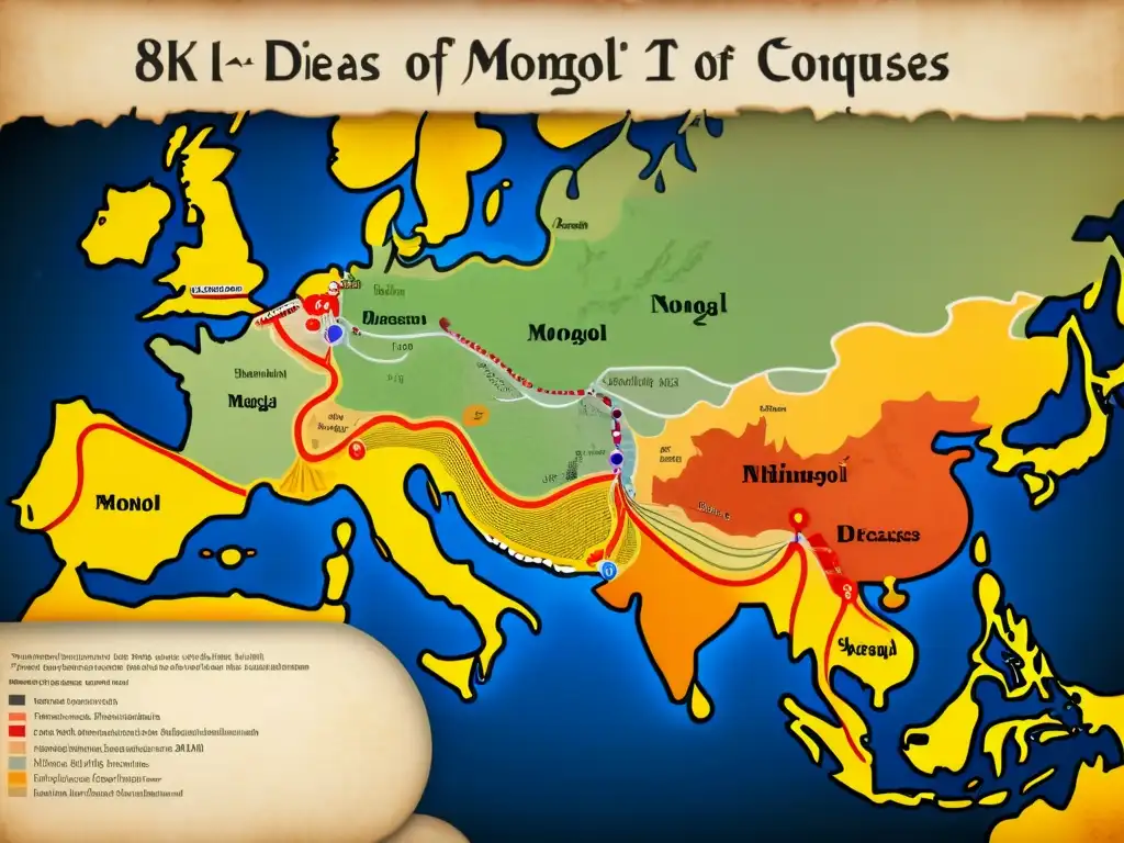 Un mapa detallado en 8k muestra la propagación de enfermedades durante las campañas militares mongolas