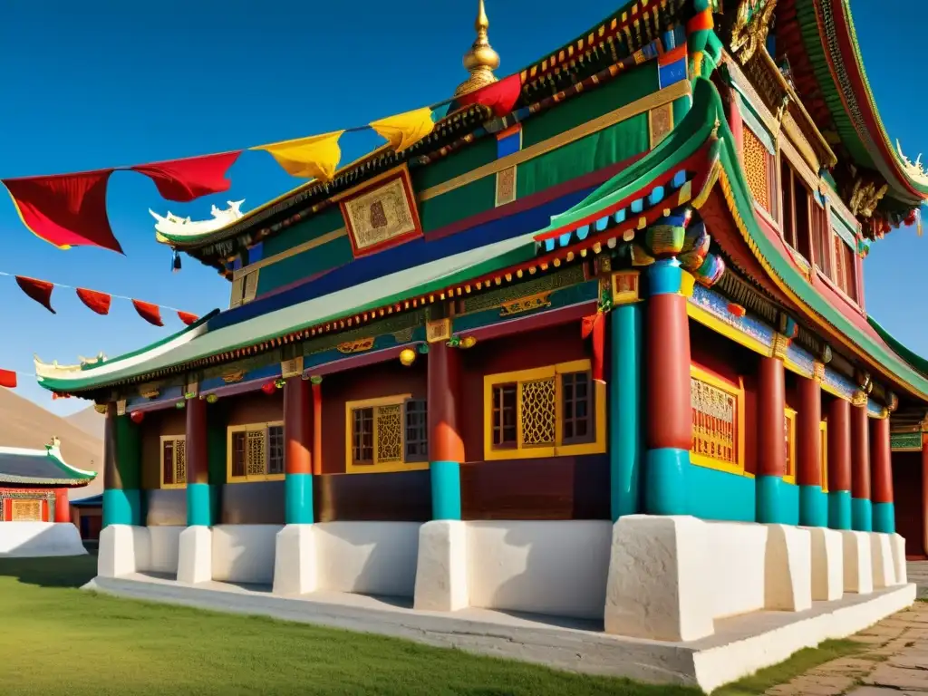 Baldan Bereeven Monastery en Mongolia: arquitectura detallada, pinturas coloridas y diseño tradicional