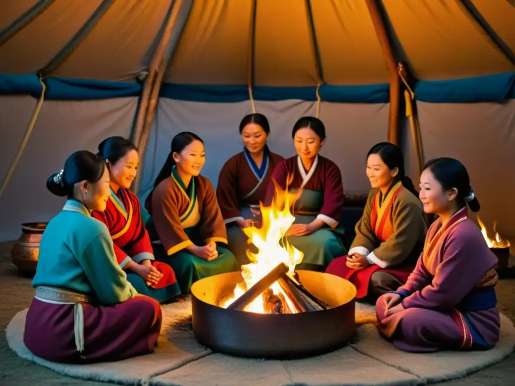 Mujeres mongolas practicando antiguas tradiciones de salud en una yurta